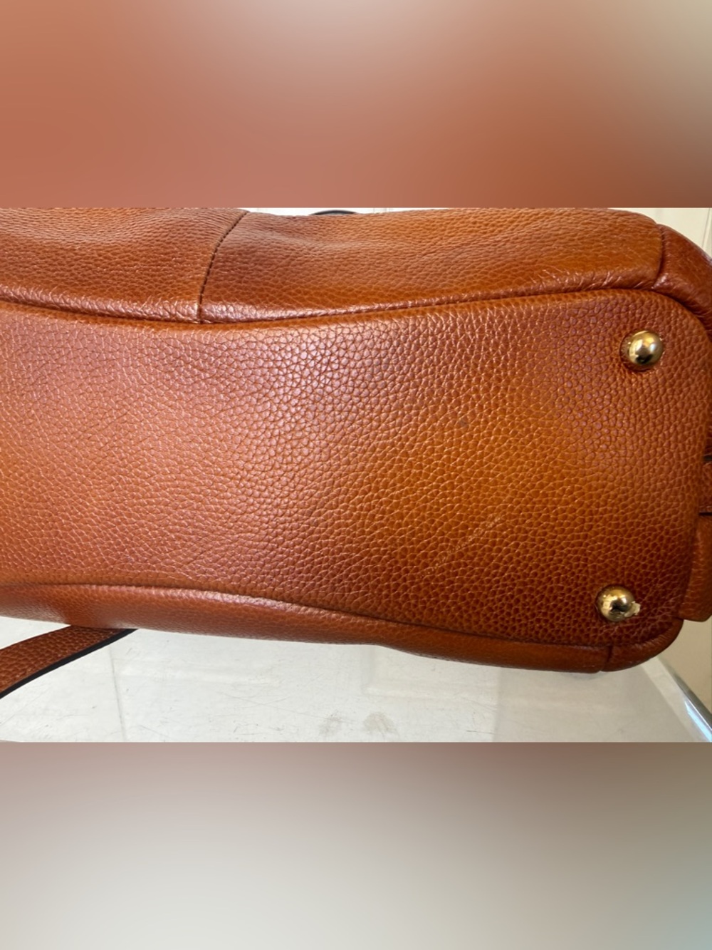 LIKE NEW Vicenzo Leather Caramel Satchel Tote Handbag Purse Crossbody - Picture 11 of 16